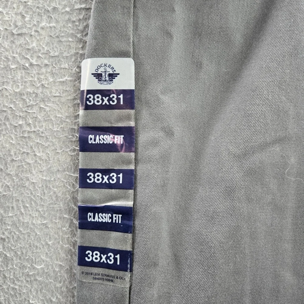 Dockers Men Pants 38X31 Gray Khakis Twill Button 31